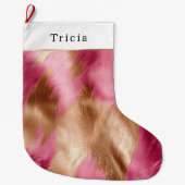 Grande Chaussette De Noël Gold Glam Pink Southwest Cowhide Christmas (Devant)