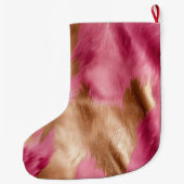 Grande Chaussette De Noël Gold Glam Pink Southwest Cowhide Christmas (Dos)