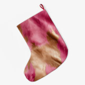 Grande Chaussette De Noël Gold Glam Pink Southwest Cowhide Christmas (Dos (Accrochage))