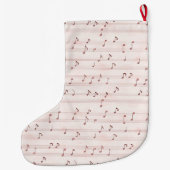 Grande Chaussette De Noël Gold Glam Pretty Chic Pink Music Notes Noël (Dos)