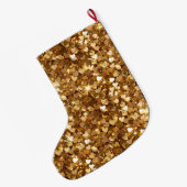 Grande Chaussette De Noël Gold Glitz Glam Sparkle Hearts (Dos (Accrochage))