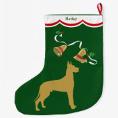 Grande Chaussette De Noël Gold Great Dane Holiday Bells (Dos)