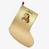 Grande Chaussette De Noël Gold Santa Hat Noël Jour férié (Devant (Accrochage))