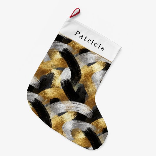 Grande Chaussette De Noël Gold Silver Christmas Black Celebration (Devant (Accrochage))