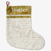 Grande Chaussette De Noël Golden Christmas Name Stocking (Devant)