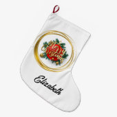 Grande Chaussette De Noël Golden Merry Christmas Personalized Stocking (Devant (Accrochage))