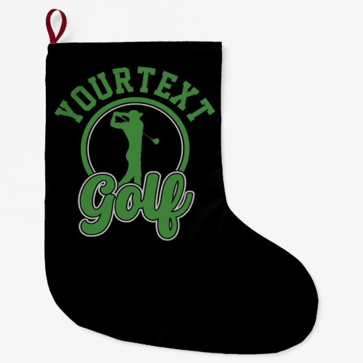Grande Chaussette De Noël Golf personnalisé AJOUTER NOM Retro Pro Golfer Swi (Devant)