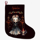Grande Chaussette De Noël Gothique Fille Et Mignonne Critère (Devant)