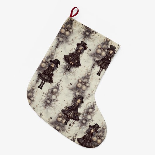 Grande Chaussette De Noël Gothique Steam Punk Alternative Fée de Noël (Devant (Accrochage))