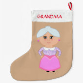 Grande Chaussette De Noël Grand-mère sur le beige (Dos)