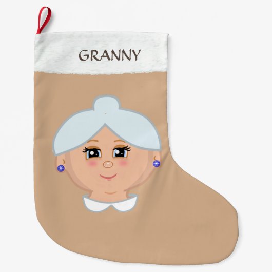 Grande Chaussette De Noël Grand-mère sur le beige (Devant)