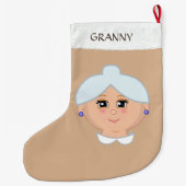 Grande Chaussette De Noël Grand-mère sur le beige (Dos)