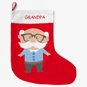 Grande Chaussette De Noël Grand-père sur le rouge