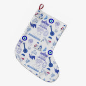 Grande Chaussette De Noël Grèce Bleu et Blanc (Devant (Accrochage))