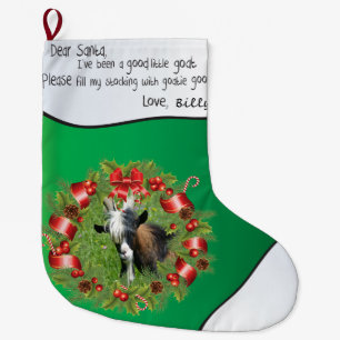 Grande Chaussette De Noël Green AJOUTER VOTRE CHÈQUE Photo - Nom Chère couro