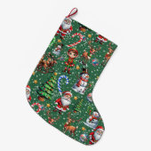 Grande Chaussette De Noël Green Background Christmas Decorative Pattern (Devant (Accrochage))