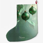 Grande Chaussette De Noël Green Christmas Ball Holiday Stocking (Dos)