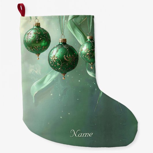 Grande Chaussette De Noël Green Christmas Ball Holiday Stocking (Devant)