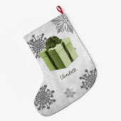 Grande Chaussette De Noël Green Christmas Cadeau Vacances Stocker (Dos (Accrochage))