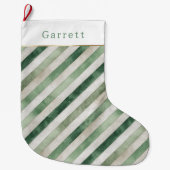 Grande Chaussette De Noël Green Cream Stripes Christmas (Devant)
