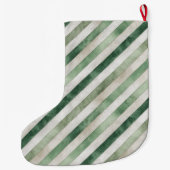 Grande Chaussette De Noël Green Cream Stripes Christmas (Dos)