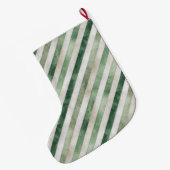 Grande Chaussette De Noël Green Cream Stripes Christmas (Dos (Accrochage))