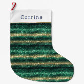 Grande Chaussette De Noël Green Gold Glitter Christmas (Devant)