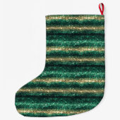 Grande Chaussette De Noël Green Gold Glitter Christmas (Dos)
