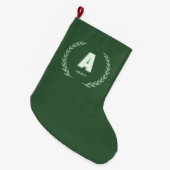 Grande Chaussette De Noël Green Laurel Wreath Letter A Monogram (Devant (Accrochage))