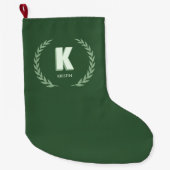 Grande Chaussette De Noël Green Laurel Wreath Letter K Monogram (Devant)
