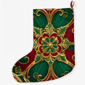 Grande Chaussette De Noël Green Red Christmas Holiday Stocking (Dos)