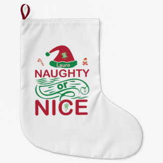 Grande Chaussette De Noël Grenouilles de Noël Naughty or Nice avec motif de