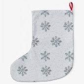Grande Chaussette De Noël Grey Silver Snowflakes Christmas (Dos)