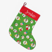 Grande Chaussette De Noël Grille | Motif de points de Noël (Devant (Accrochage))