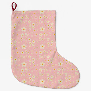 Grande Chaussette De Noël Groovy Blush Boho Daisy Motif Jardin Wrap