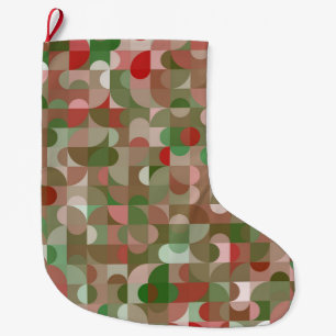 Grande Chaussette De Noël Groovy Boho Mod Rétro Géométrique Noël