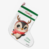 Grande Chaussette De Noël Gros stock de Noël de pingouin (Devant (Accrochage))