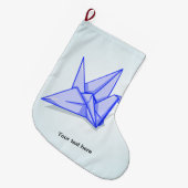 Grande Chaussette De Noël Grue d'origami bleu (Devant (Accrochage))