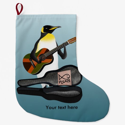 Grande Chaussette De Noël Guitare du roi Penguin Reggae (Devant)