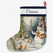 Grande Chaussette De Noël Guitare Snowman Custom (Dos)