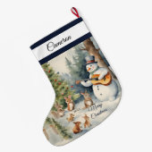 Grande Chaussette De Noël Guitare Snowman Custom (Dos (Accrochage))