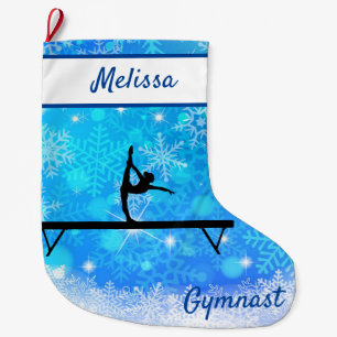 Grande Chaussette De Noël Gymnastique Snowflake Noël Stocking sur poutre