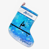 Grande Chaussette De Noël Gymnastique Snowflake Noël Stocking sur poutre (Devant (Accrochage))