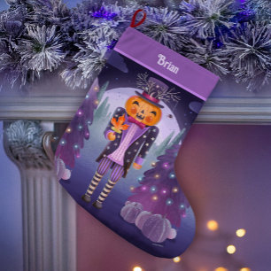 Grande Chaussette De Noël Halloween Citrouille Nutcracker