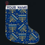 Grande Chaussette De Noël Hanoukka Chanukah Bleu moderne Noël juif<br><div class="desc">Hanoukah,  menorah,  décoration de maison,  décoration Hanoukka,  menorah colorée,  Décembre juif,  menorah stocké,  personnalisée,  festival de lumières, </div>