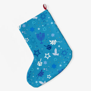 Grande Chaussette De Noël Hanoukka Stars Stocking
