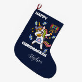 Grande Chaussette De Noël Happy Hanukkah ,funny  dabbing  unicorn (Devant (Accrochage))