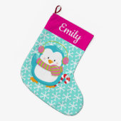 Grande Chaussette De Noël Happy Holiday Penguin (Devant (Accrochage))