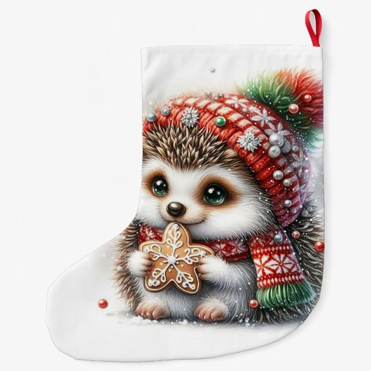 Grande Chaussette De Noël Hérisson (Dos)