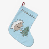 Grande Chaussette De Noël Hérisson et arbre (Devant (Accrochage))